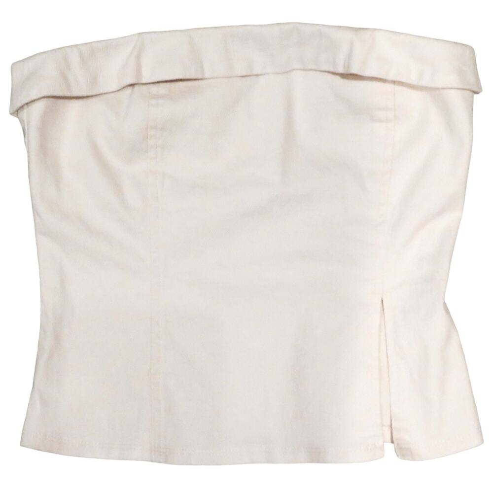 Le Lis Tube Top, Strapless Denim Crop Top, Back Zip Closure Beige XS NWOT